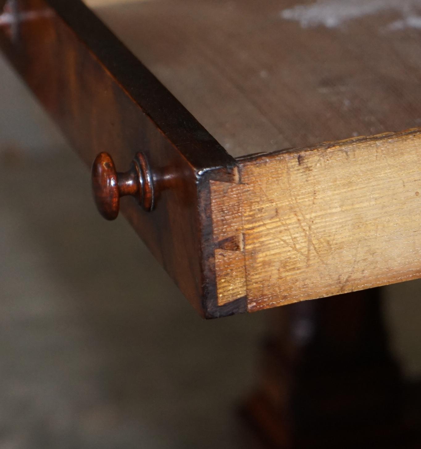 Antique 1850 Renaissance Revival Burr Walnut Pugin Gothic Writing Table Desk 10