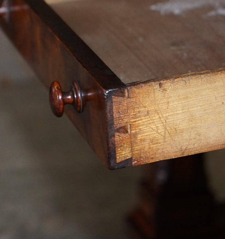 Antique 1850 Renaissance Revival Burr Walnut Pugin Gothic Writing Table Desk For Sale 2