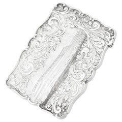 Antico astuccio per carte d'argento vittoriano del 1850