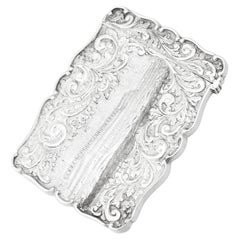 Antique 1850 Victorian Sterling Silver Card Case