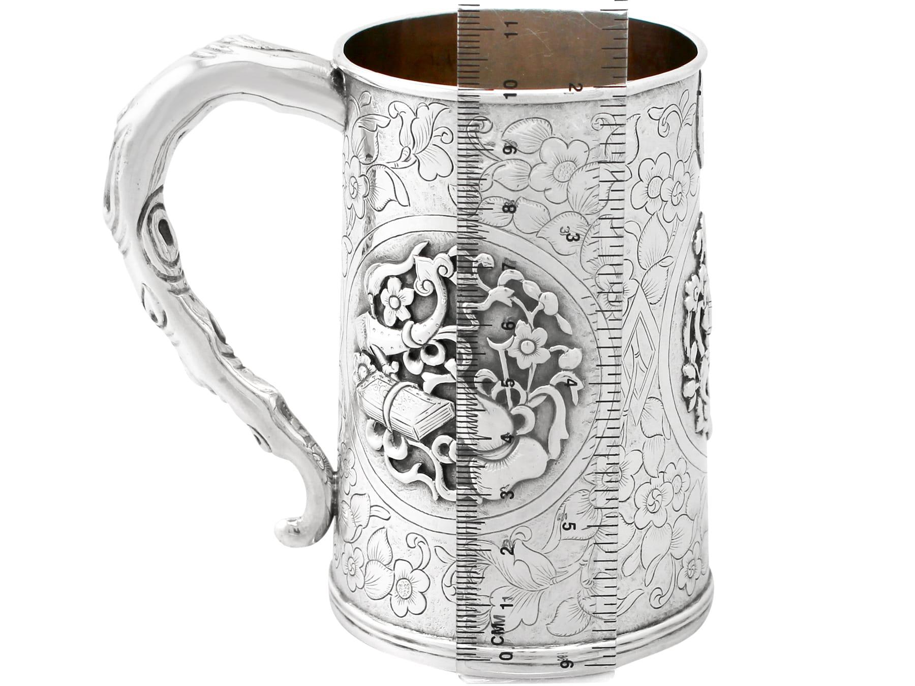 Antique 1850s Chinese Export Silver Mug For Sale 5