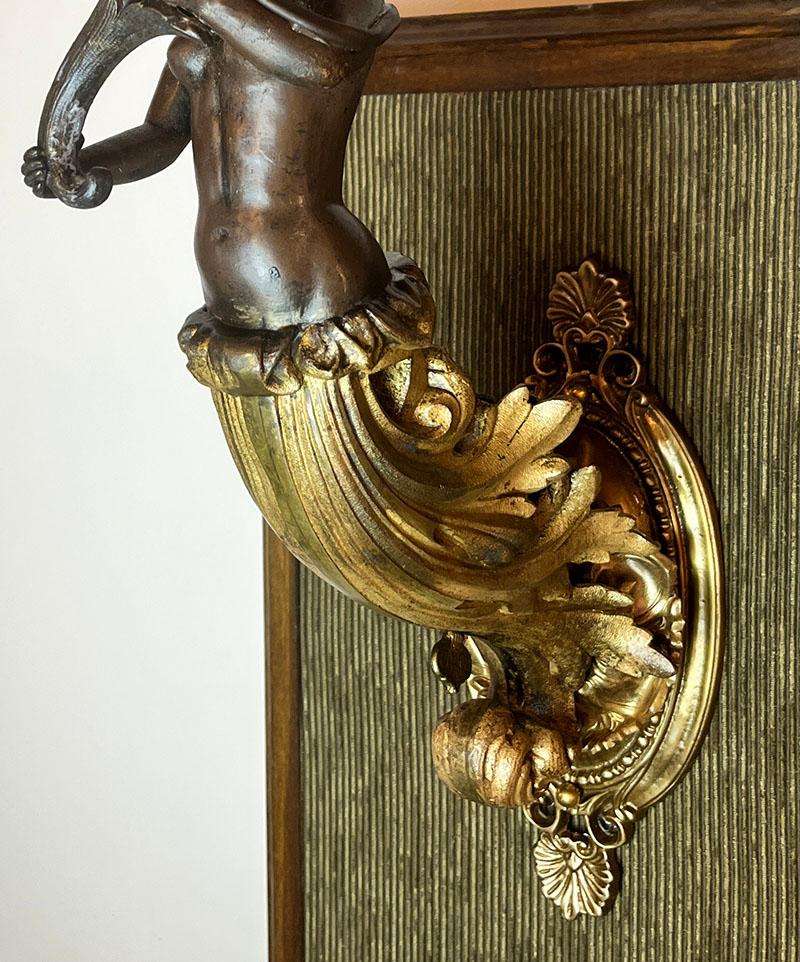 Etched Antique 1850s Converted Gas Figural Maiden Sconce Attributed to Archer, Warner For Sale