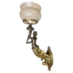 Antique 1850s Converted Gas Figural Maiden Sconce Attributed to Archer, Warner