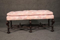 Antique 1850s Era William and Mary Style English Walnut Window Bench