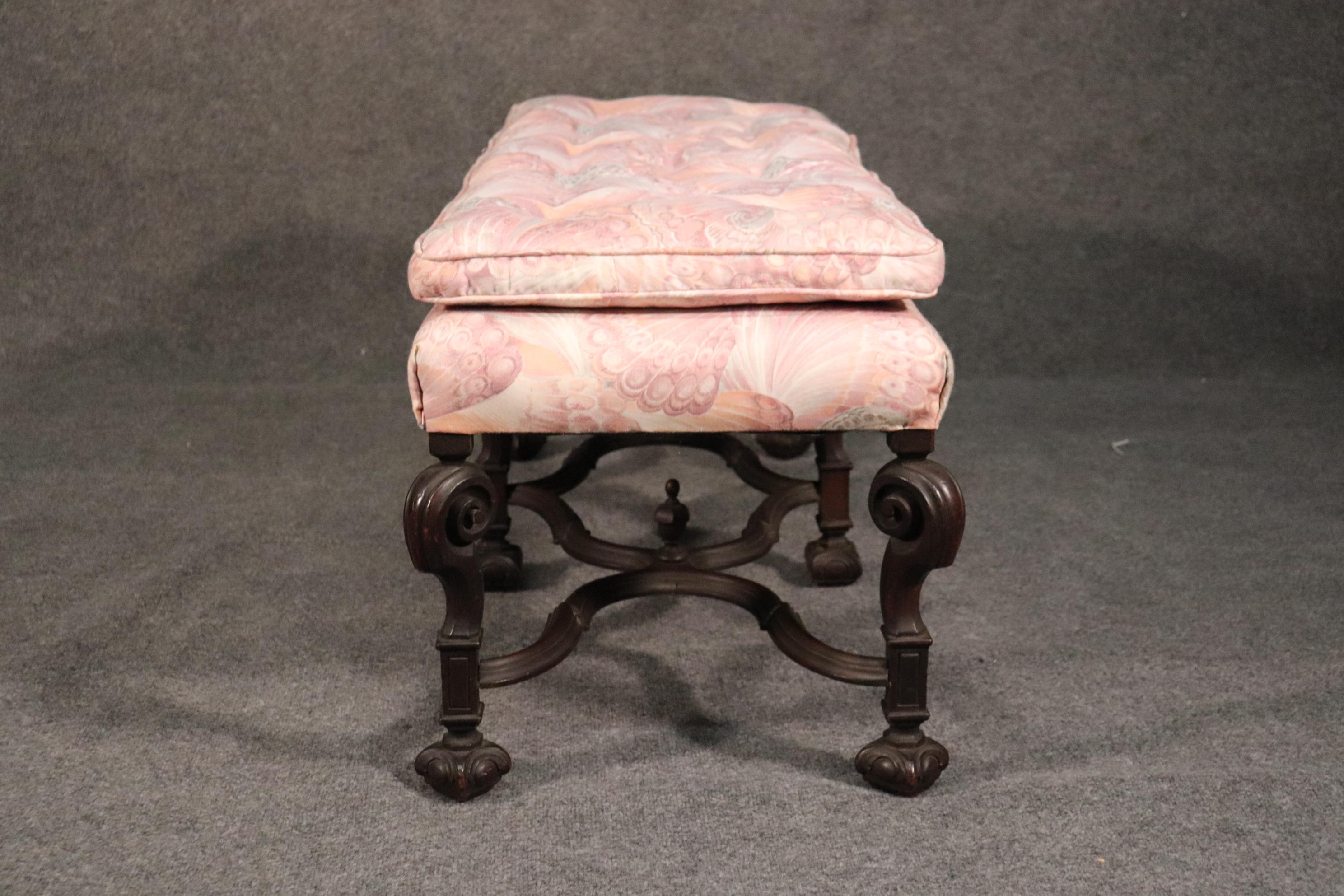 Mid-19th Century Antique 1850s Era William and Mary Style English Walnut Window Bench