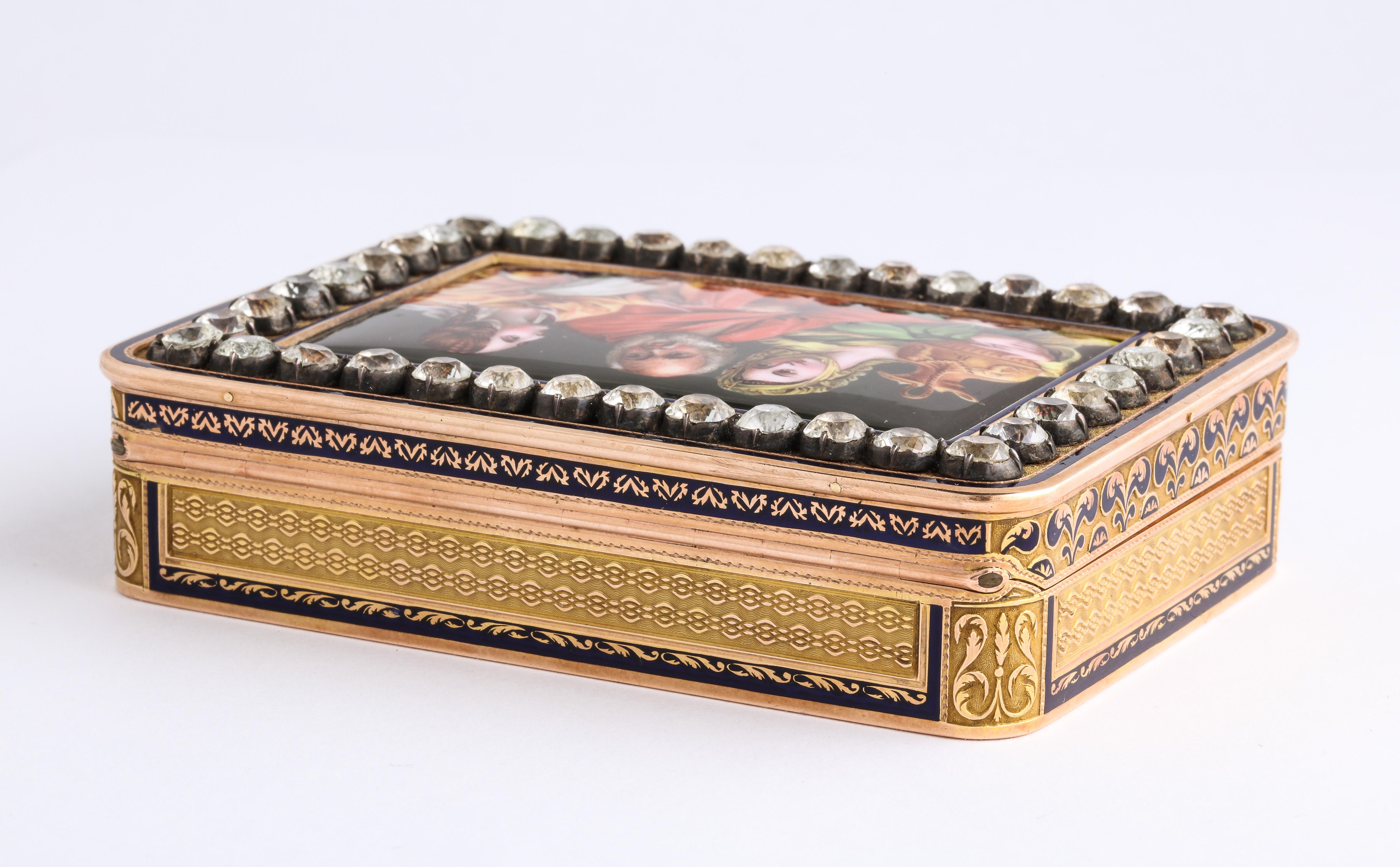 Antique 1850s French/Swiss Gold Enamel Gold 18k Box Vanity Old Master Hallmarks 3