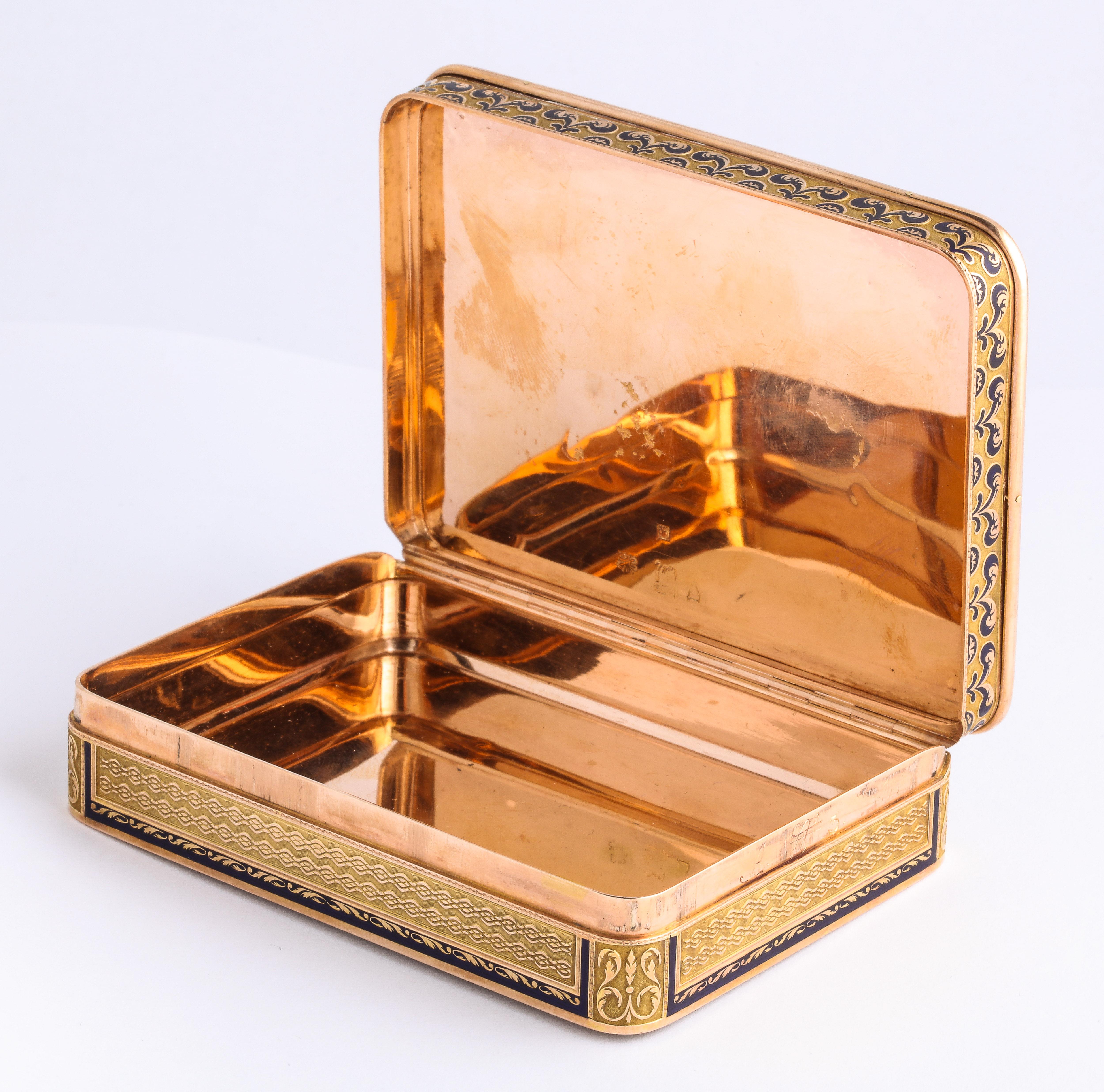Antique 1850s French/Swiss Gold Enamel Gold 18k Box Vanity Old Master Hallmarks 6