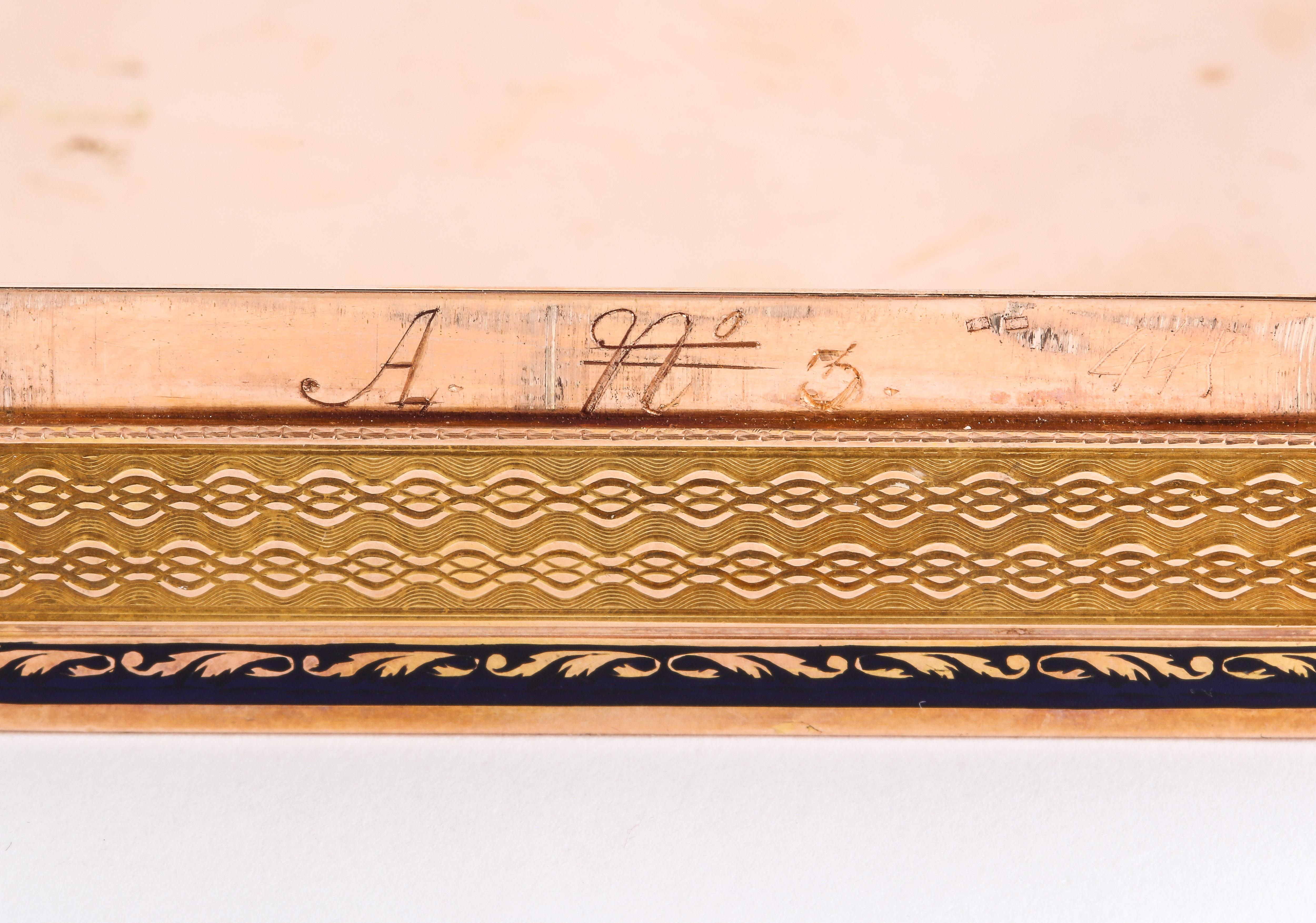 Antique 1850s French/Swiss Gold Enamel Gold 18k Box Vanity Old Master Hallmarks 8