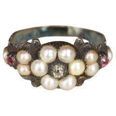 Antique 1850s Georgian Mourning Braided Hair Ring