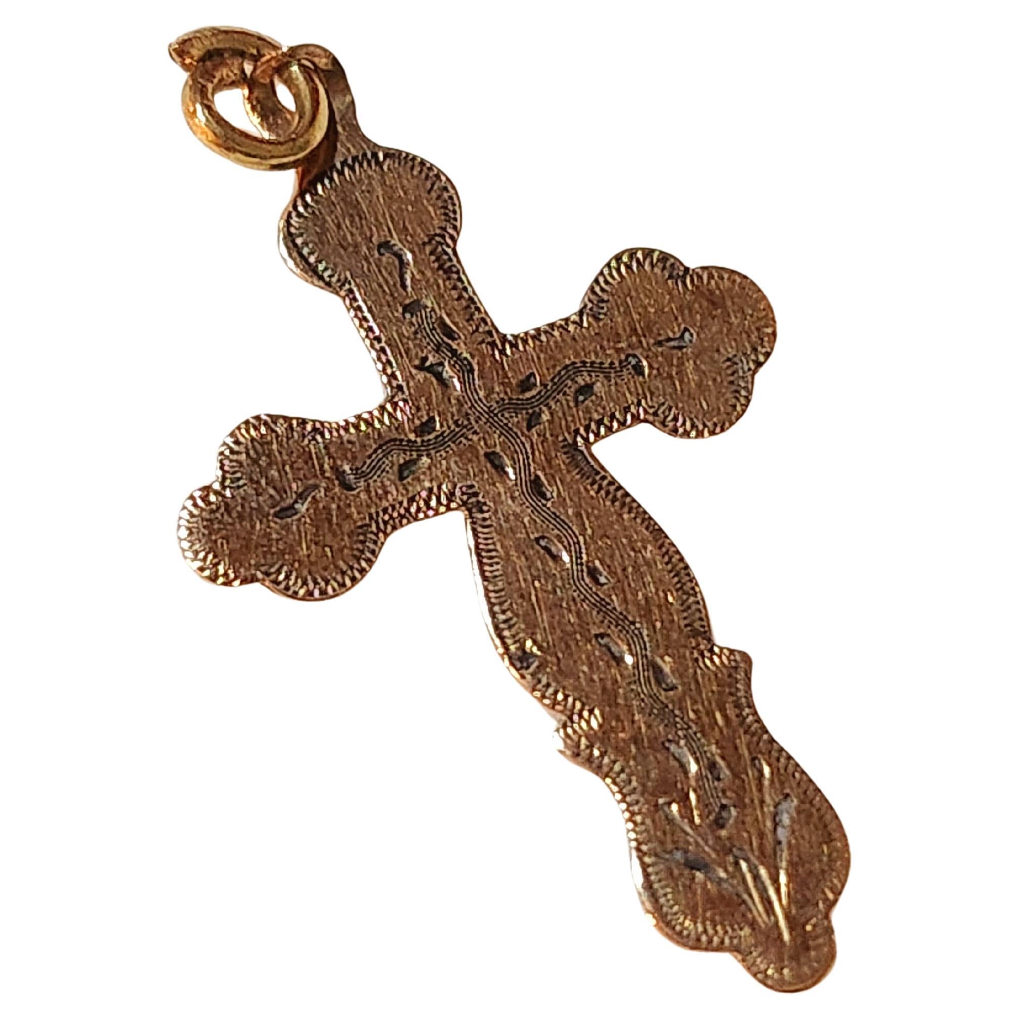 Antique 1850s Imperial Russian Gold Cross Pendant