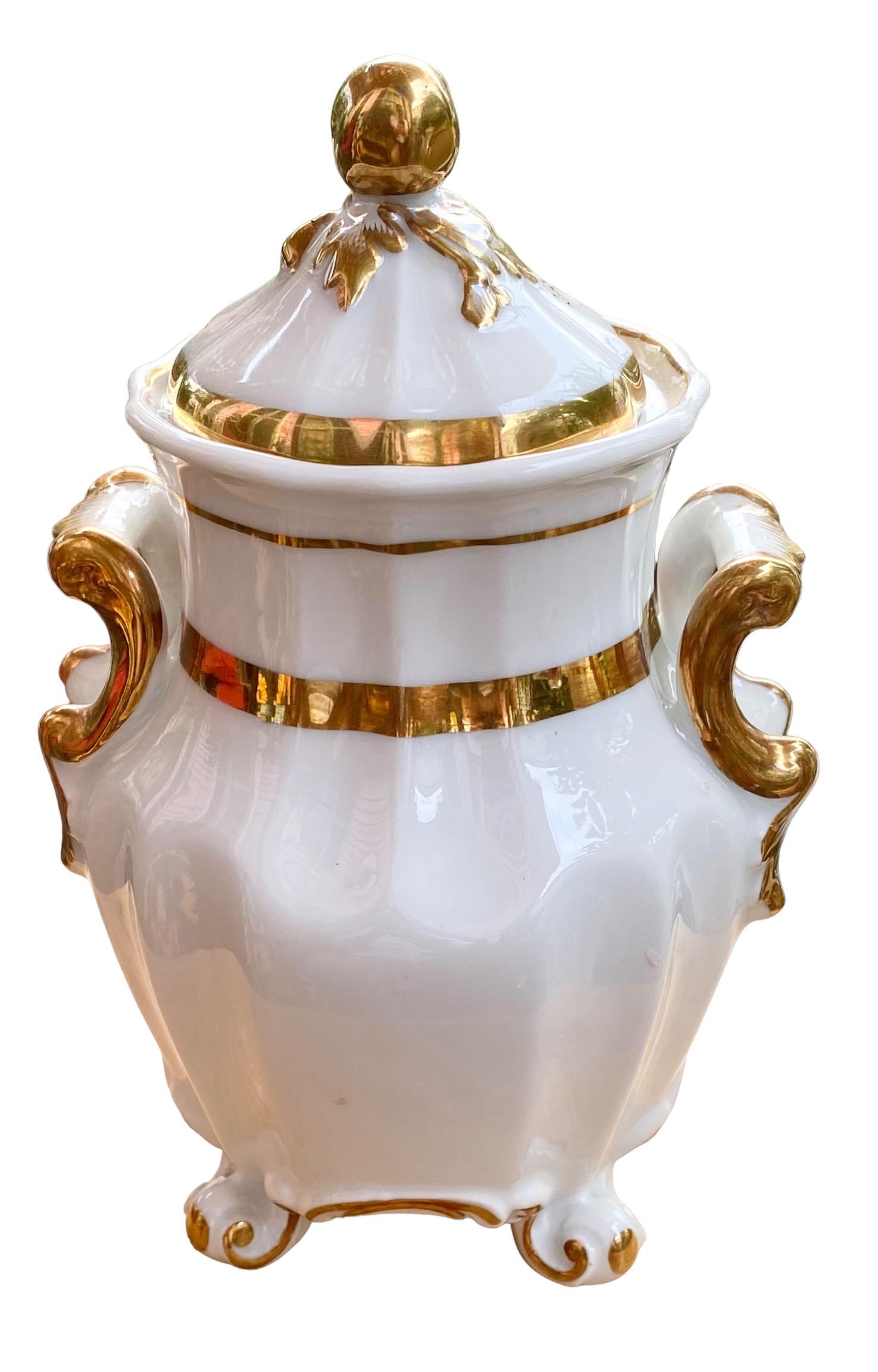Antike 1850's Limoges Kaffeekanne & Zuckerdose mit Deckel Gold Squash Blossom im Angebot 8