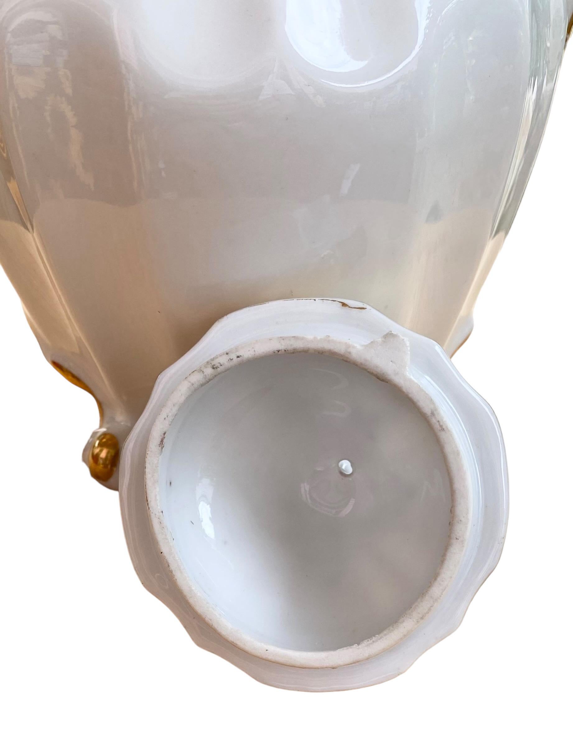 Antique 1850's Limoges Coffee Pot & Lidded Sugar Bowl Gold Squash Blossom For Sale 9