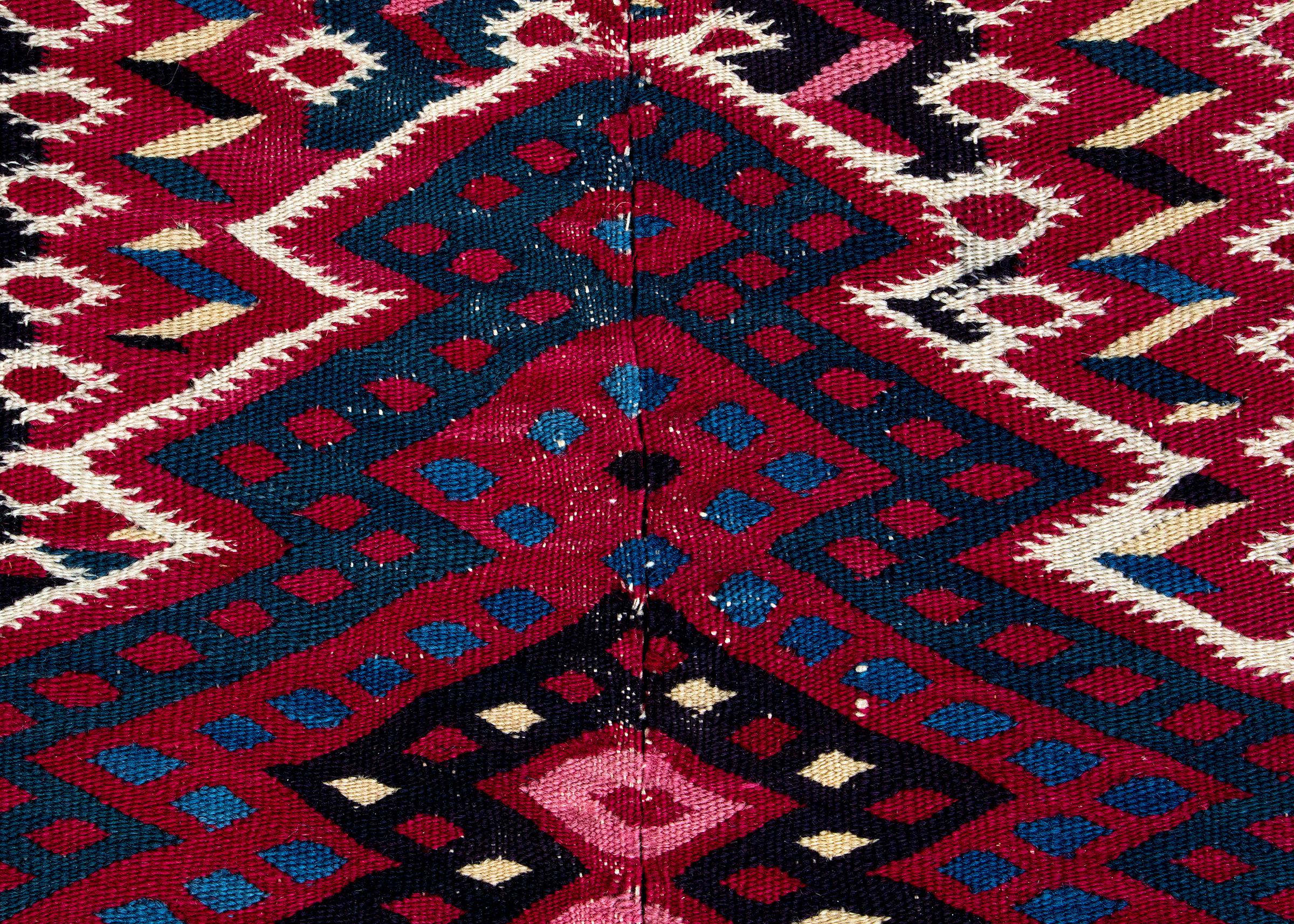 Native American Antique 1850s Mesoamerican Saltillo Serape Transitional Mounted Textile For Sale
