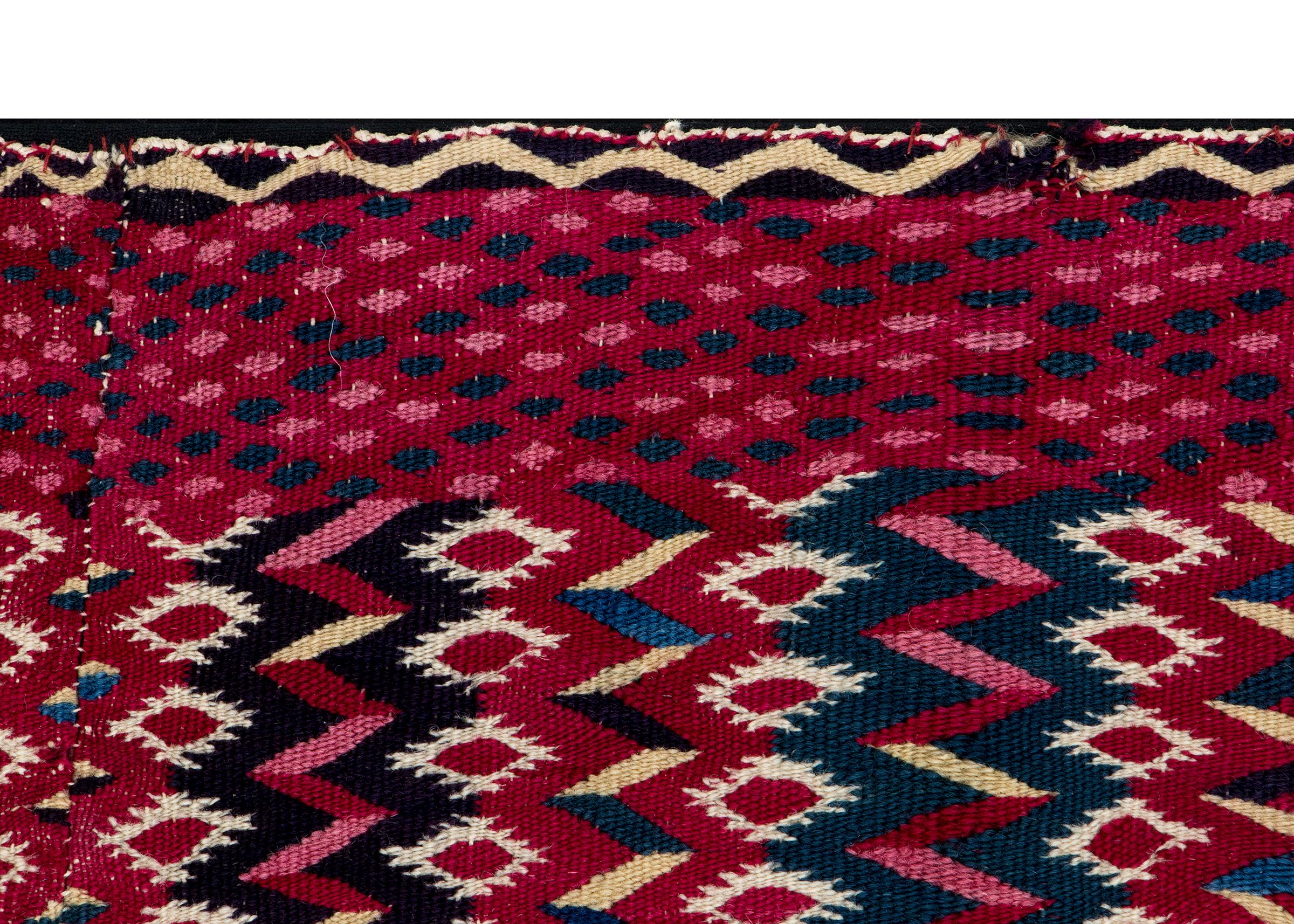 Wool Antique 1850s Mesoamerican Saltillo Serape Transitional Mounted Textile For Sale