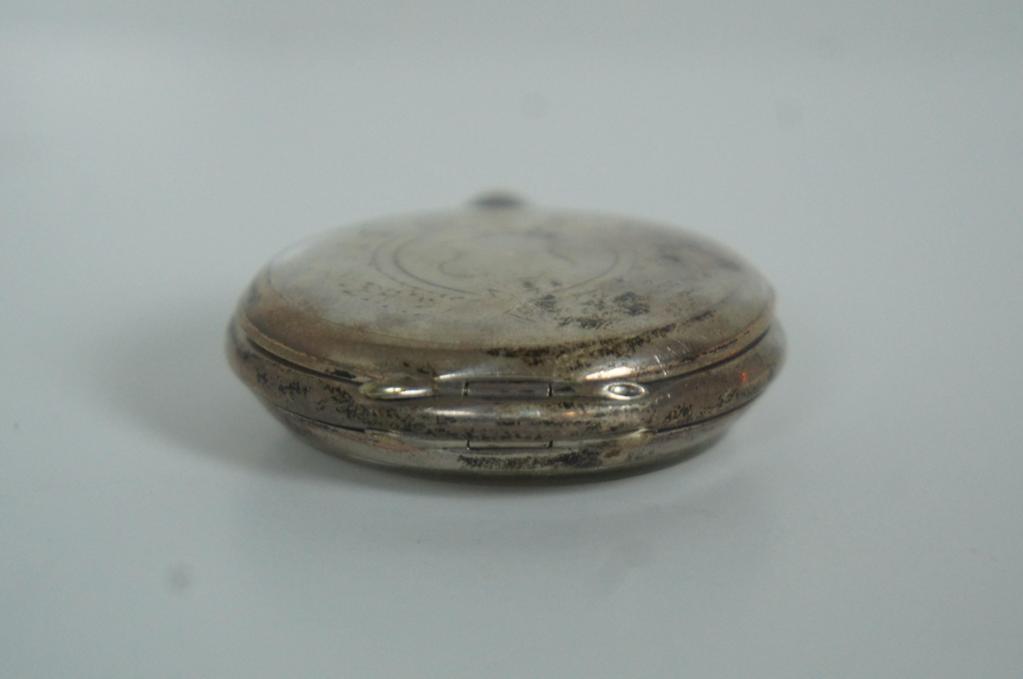 XIXe siècle Antique 1850s Open Face Remontoir 800 Silver Pocket Watch 10 Rubis Glass Display en vente