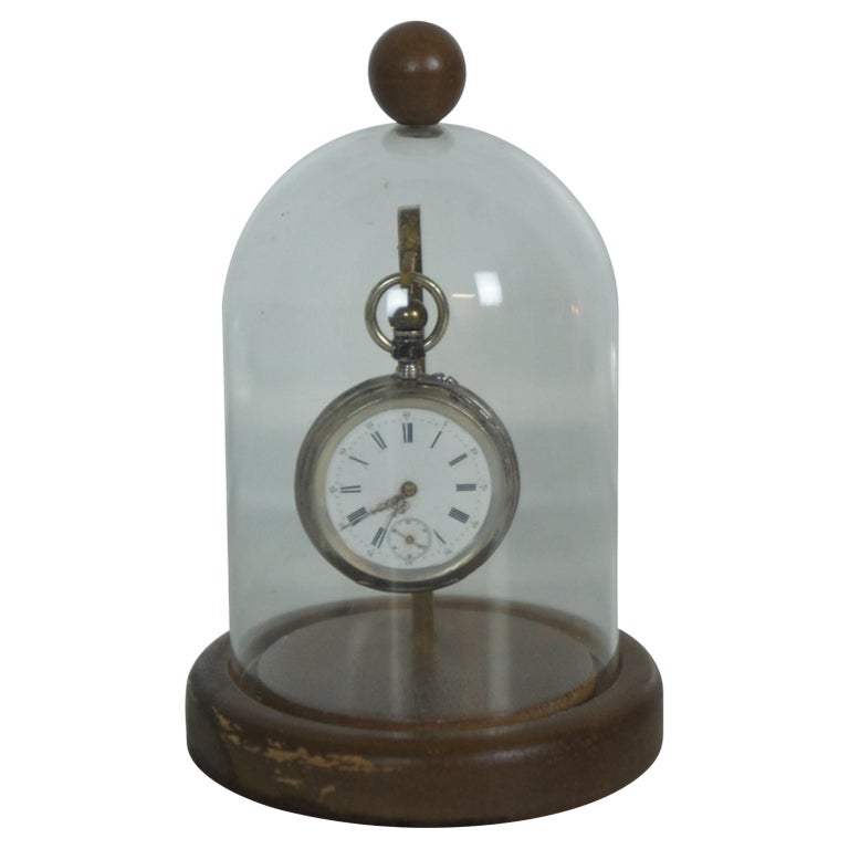 Antique 1850s Open Face Remontoir 800 Silver Pocket Watch 10 Rubis Glass Display For Sale