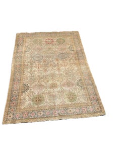 Antique 1850s Ottoman Silk Carpet with Allover Botanical Design