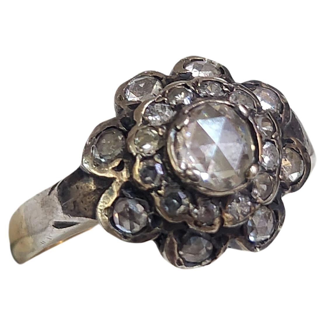 Antique 1850s Victorian Rose Cut Diamond Ring For Sale