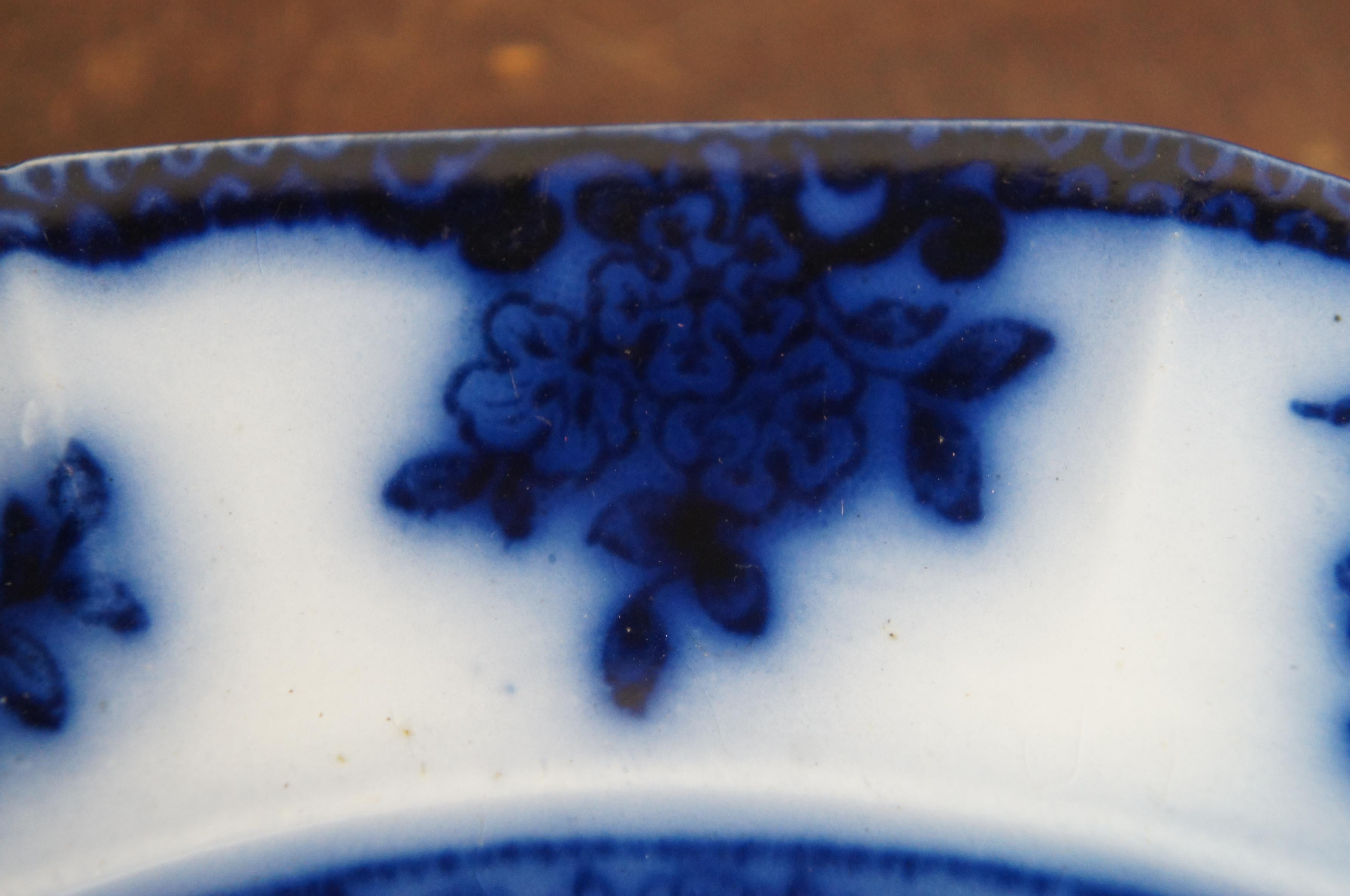 Antique 1850s Wedgwood Ironstone Chapoo Oriental Pagoda Flow Blue Plate Dish 3