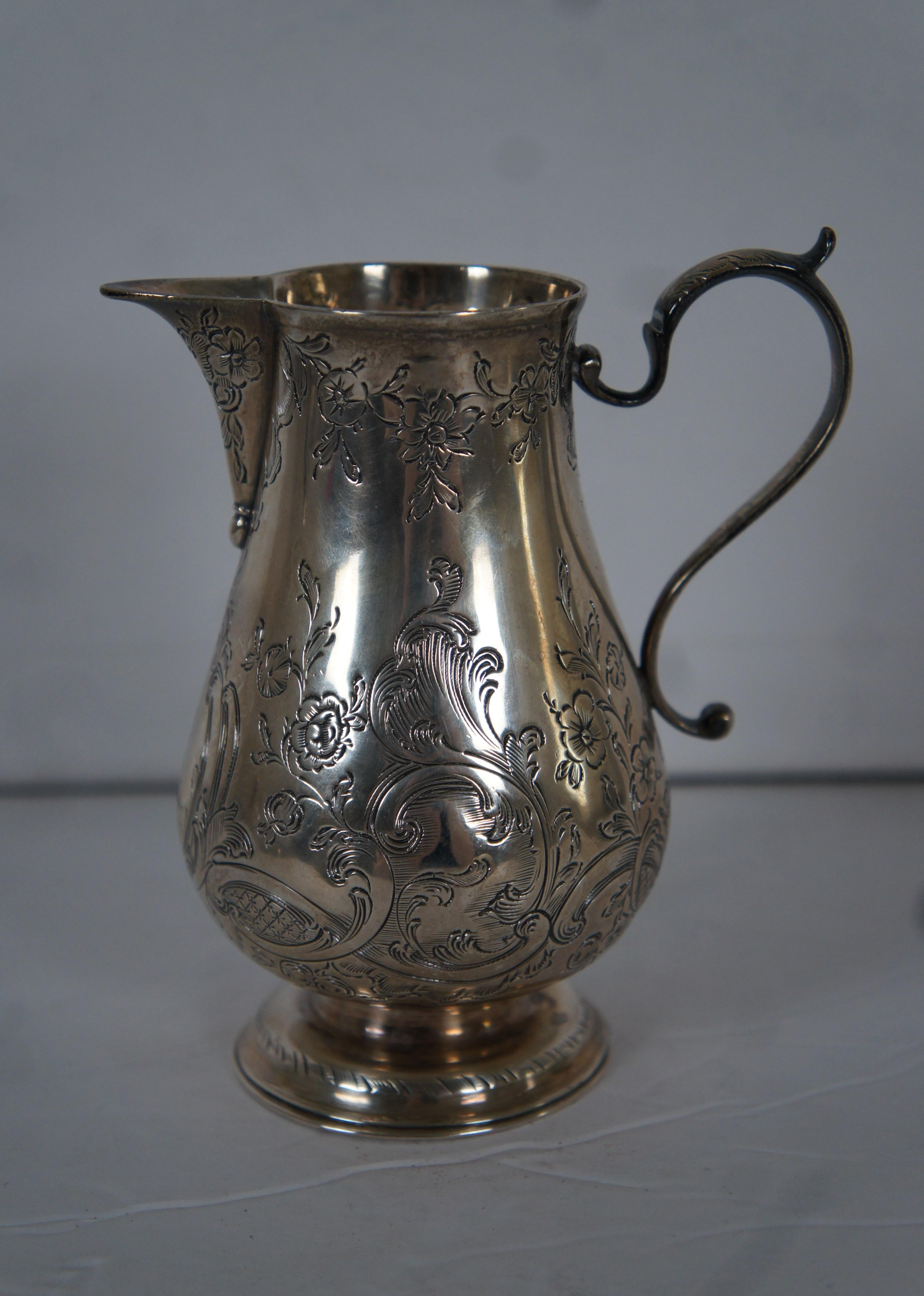 Victorian Antique 1851 George Frederick Pinnell Sterling Silver Etched Cream Pitcher 186g For Sale