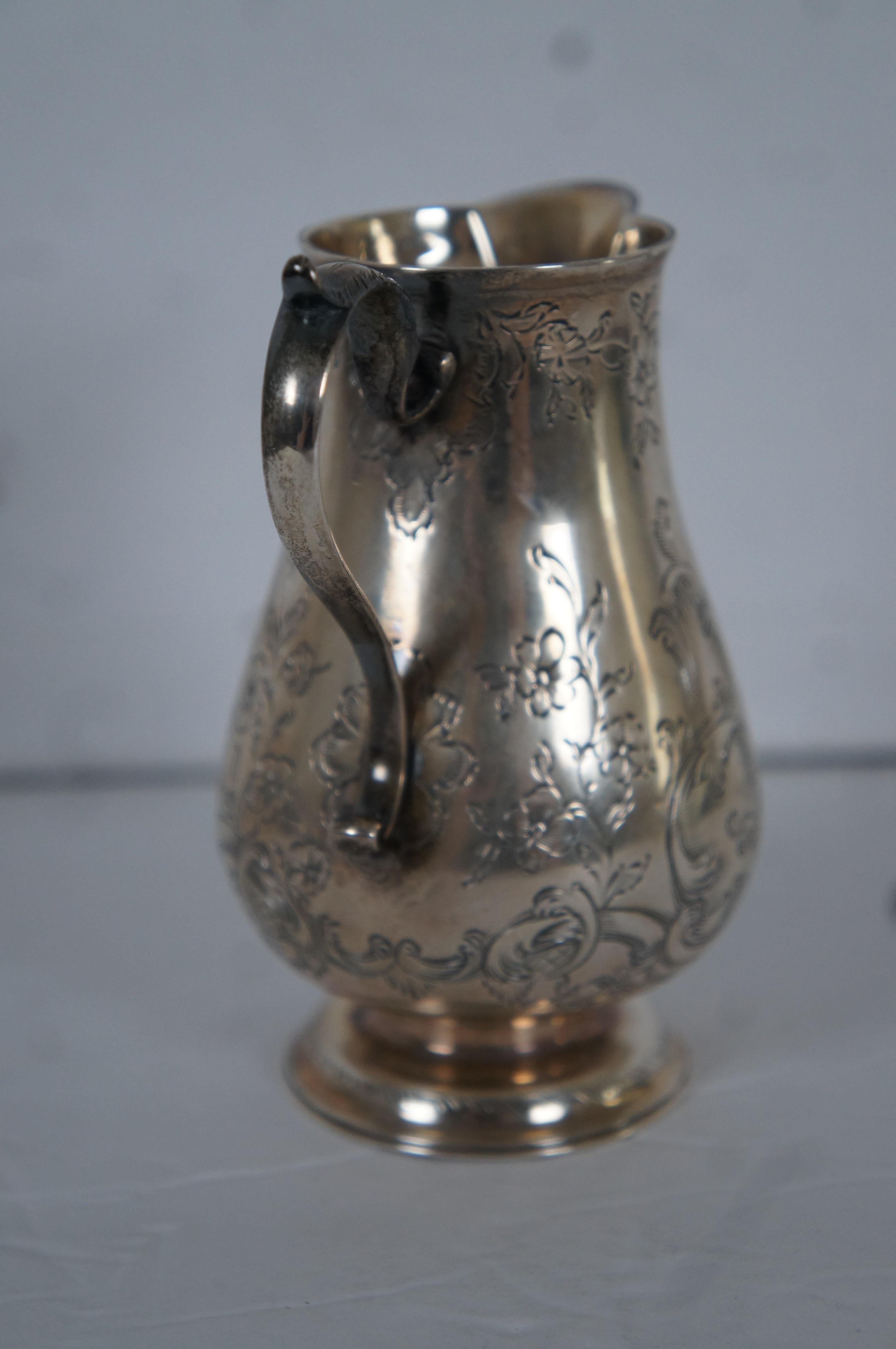 Antique 1851 George Frederick Pinnell Sterling Silver Etched Cream Pitcher 186g For Sale 1