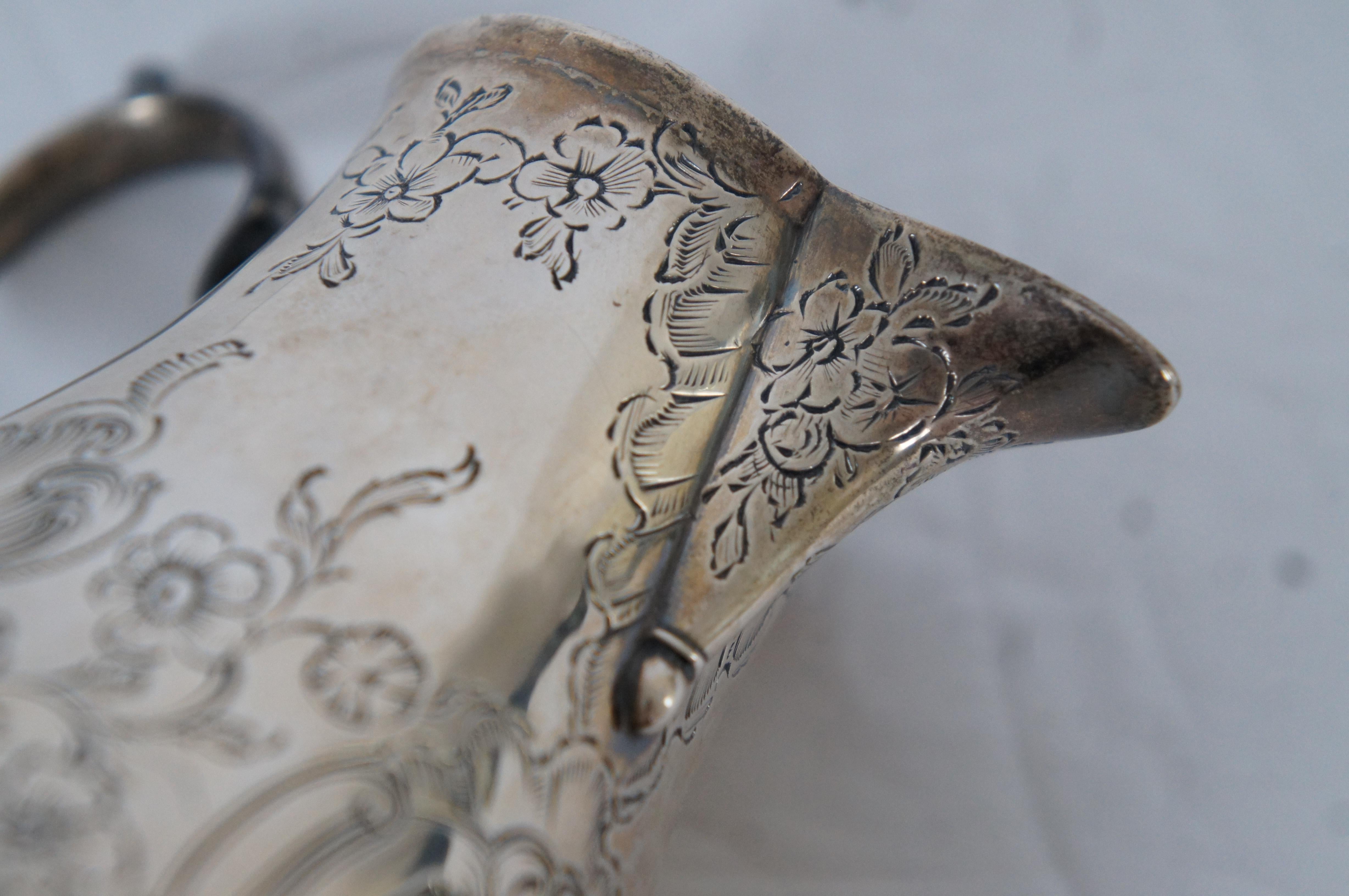 Antique 1851 George Frederick Pinnell Sterling Silver Etched Cream Pitcher 186g For Sale 3
