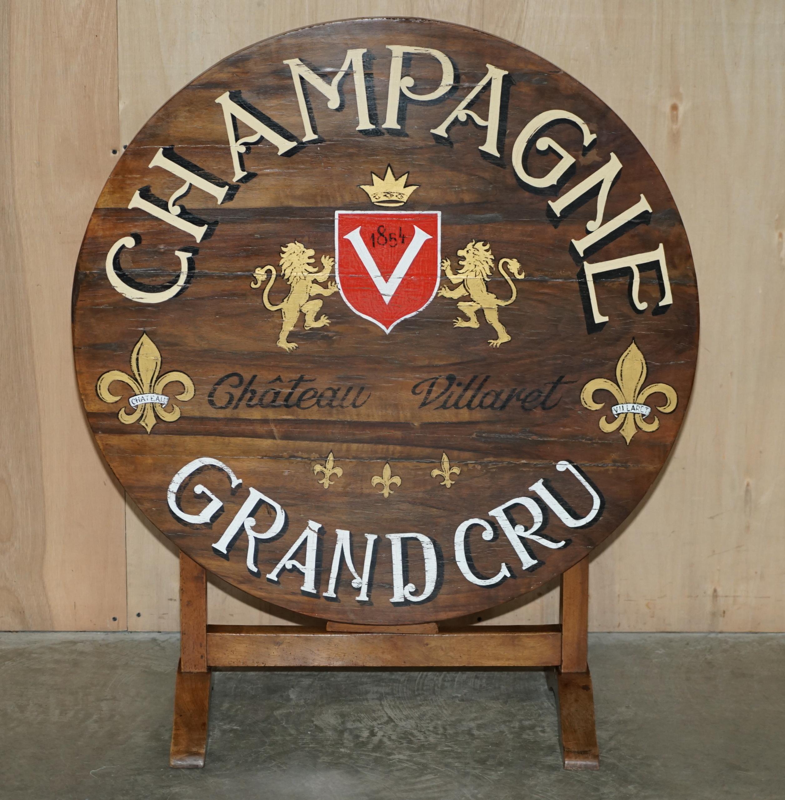Early Victorian Antique 1854 French Vendange Champagne Wine Tasting Table Armorial Coat of Arms For Sale