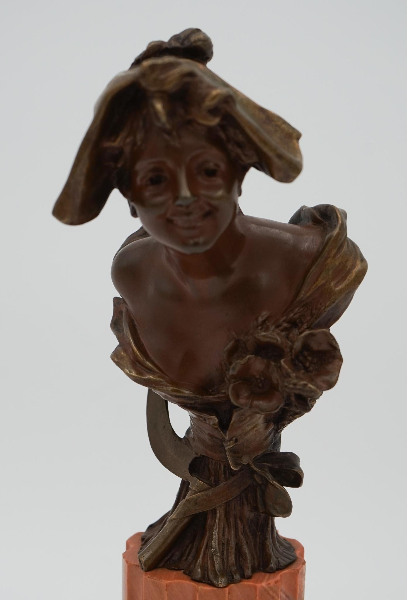 Antico 1856-1951 Georges Van der Straeten Busto in bronzo di donna olandese in vendita 7