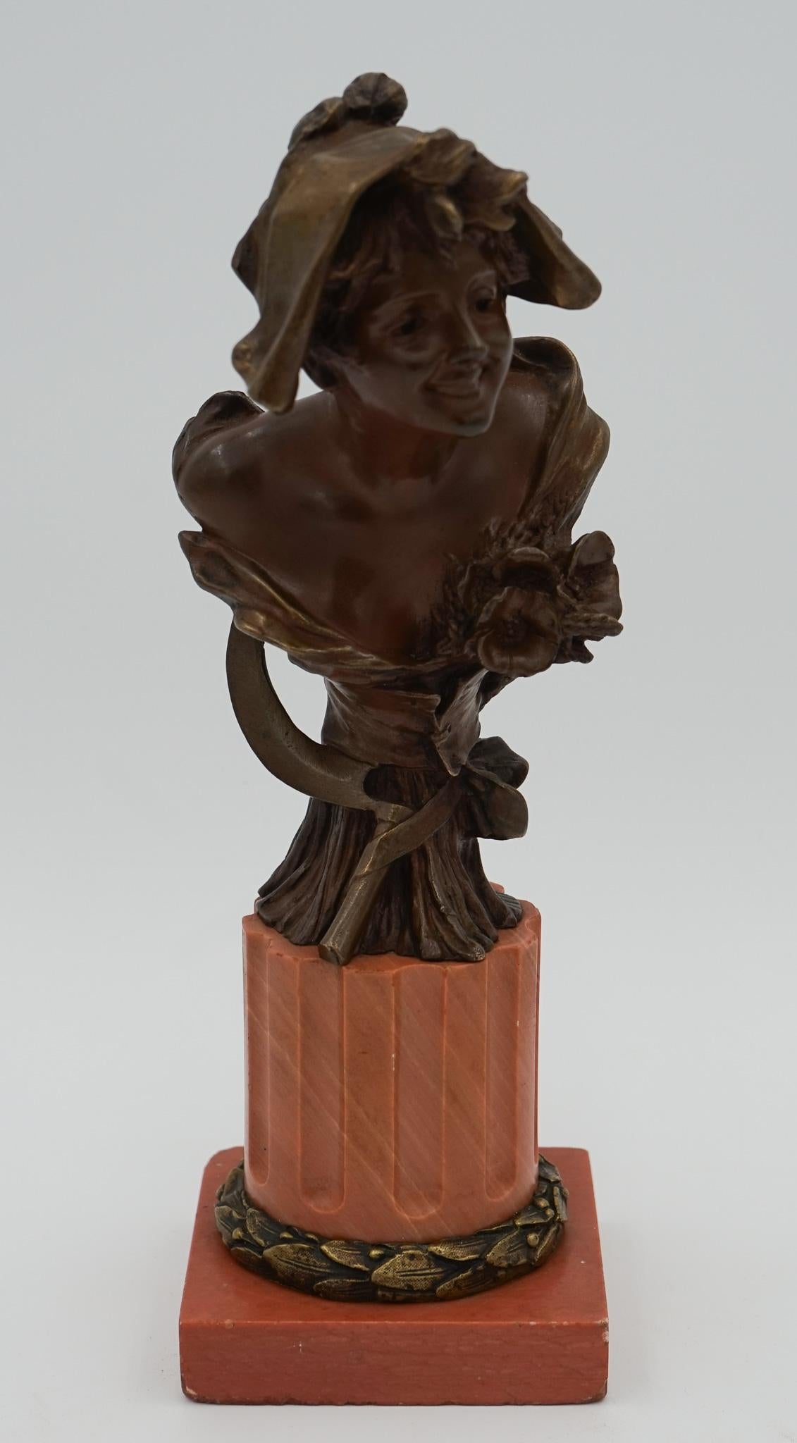 Antico 1856-1951 Georges Van der Straeten Busto in bronzo di donna olandese in vendita 9