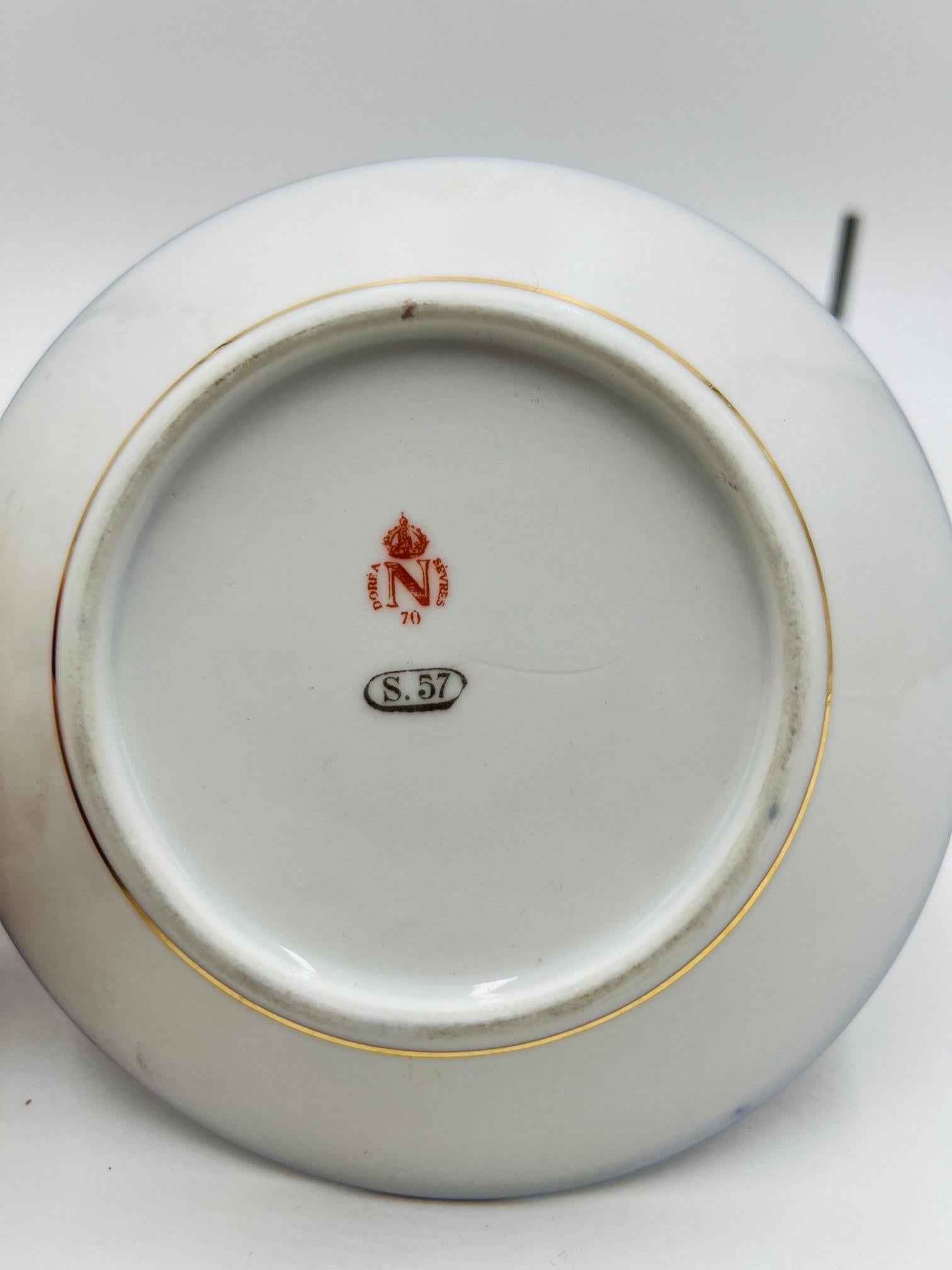 Antique 1857 Sevres Napoleon III Cobalt “N” Crowned Cup/Saucer  For Sale 1