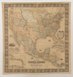 1857 Wall Map of the United States by Fanning, Bridgman & Ensign