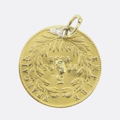 Antique 1858 Napoleon III Coin Charm Pendant
