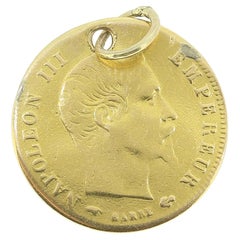 Antiquités 1858 Napoléon III Pendentif breloque pièce de monnaie