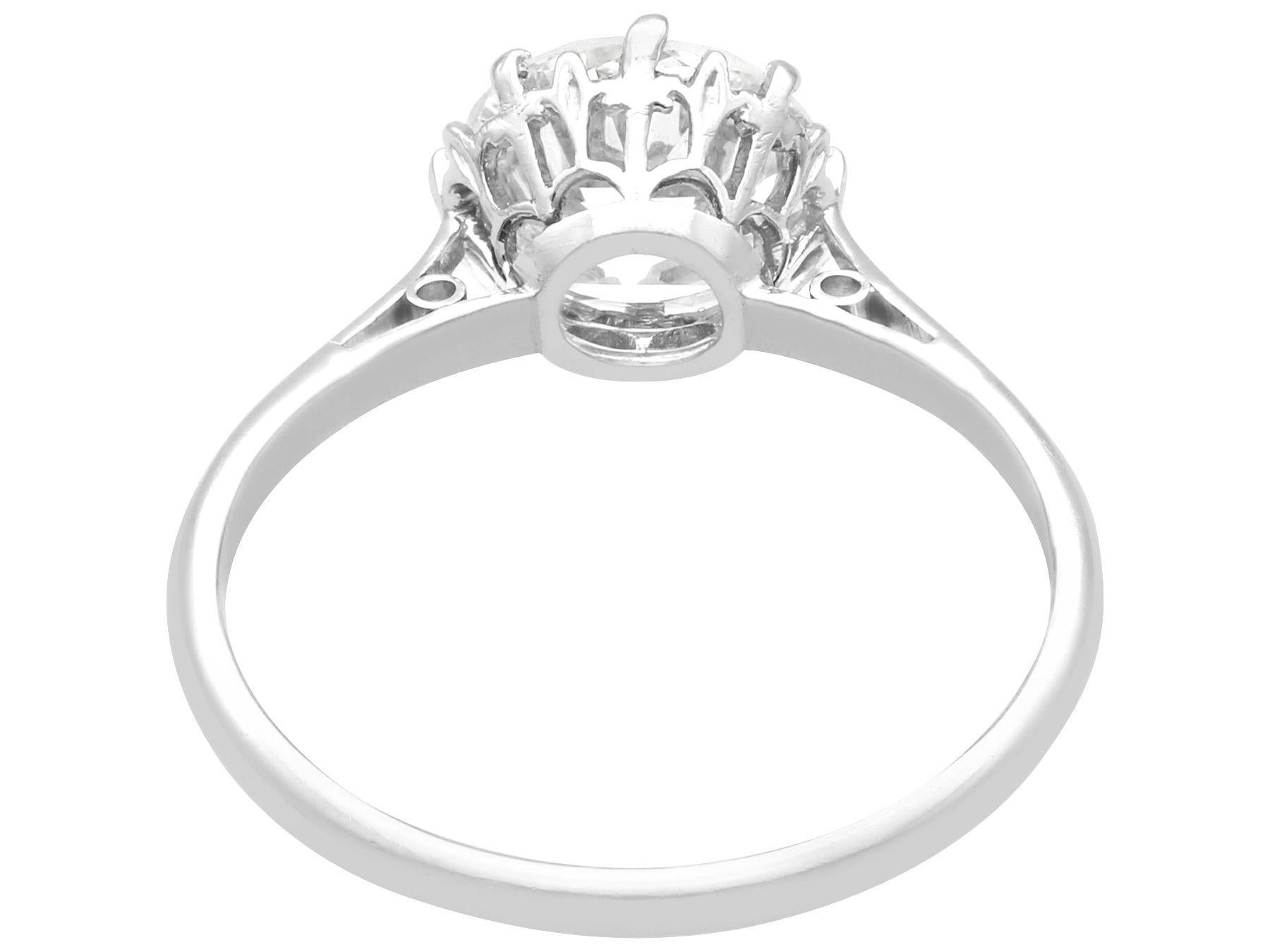 Round Cut Antique 1.86 Carat Diamond and Platinum Solitaire Engagement Ring For Sale