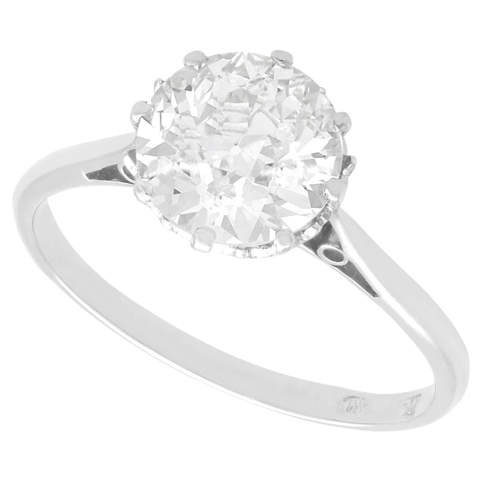 Antique 1.86 Carat Diamond and Platinum Solitaire Engagement Ring For Sale