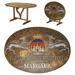 ANTIQUE 1860 FRENCH VENDANGE CHAMPAGNE WiNE TASTING TABLE ARMORIAL COAT OF ARMS