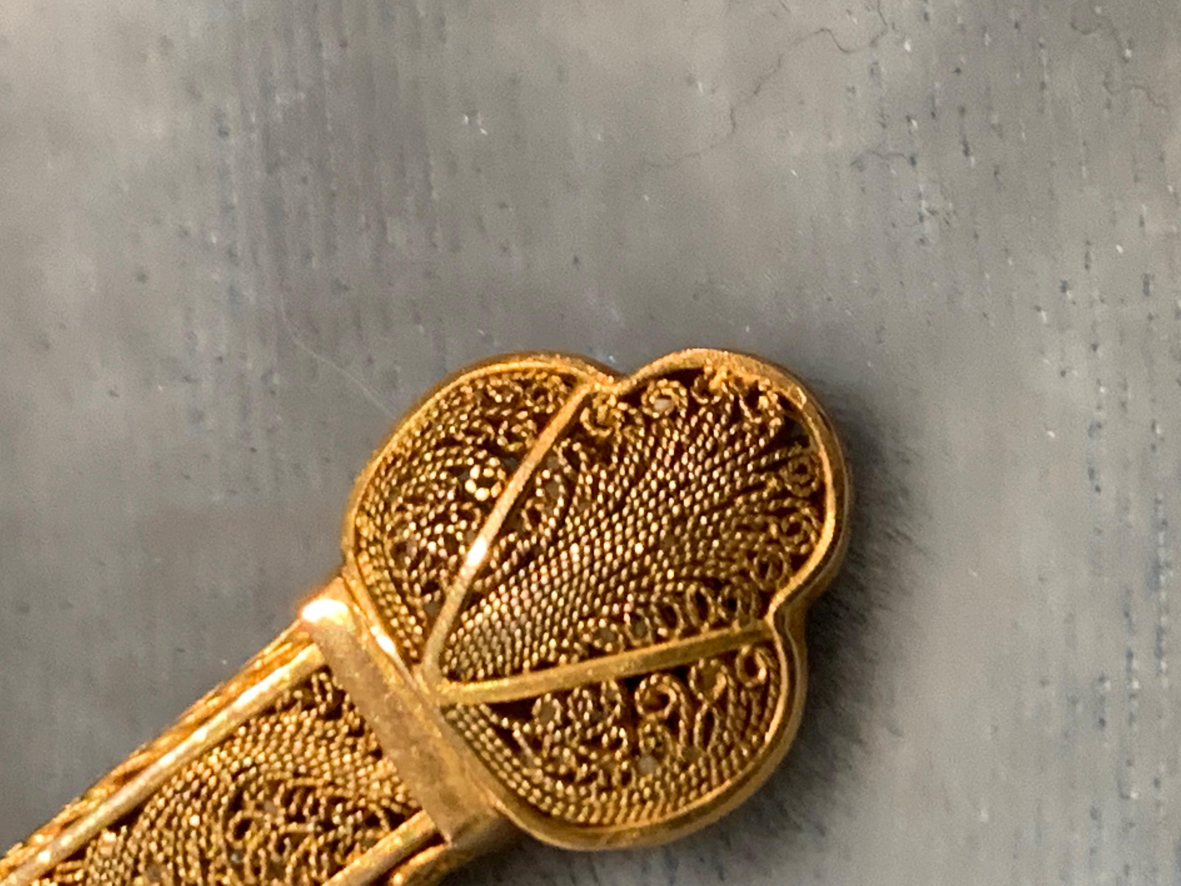 Antique 1860 Two Colour 14 Kt Gold Filigree Cross Pendant Necklace Italy, Genova 8