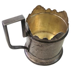 Ancien porte-tasses en argent russe impérial des années 1860