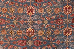 Antique 1860s Indian Blue Agra Hand Knotted Wool Rug Carpet 11'5"x20'0"