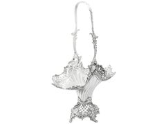Antique 1860s Spanish Silver Flower Basket/ Centerpiece
