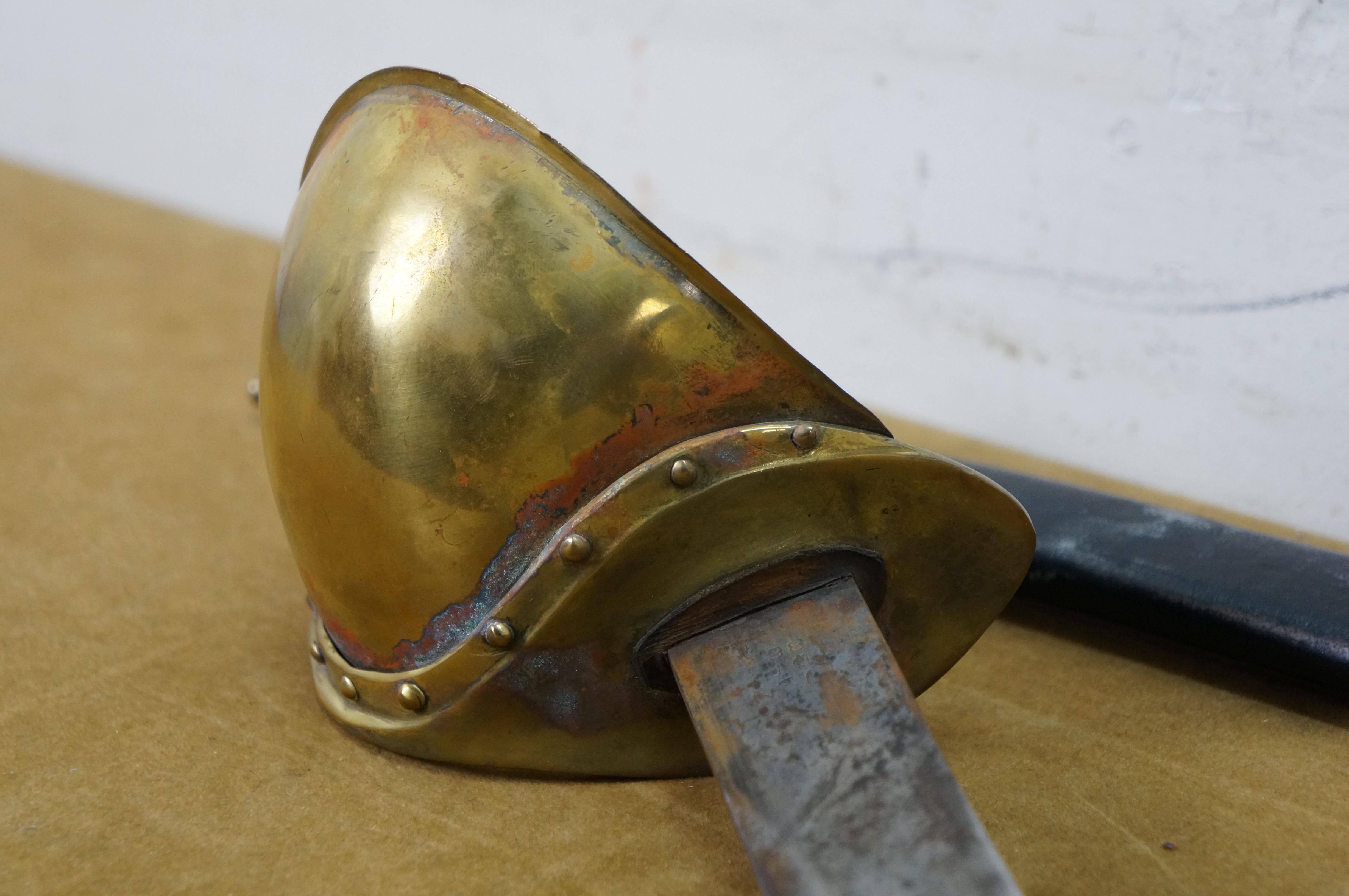 Antique 1862 Ames US Navy Civil War Cutlass Sword Leather Scabbard M1860 33