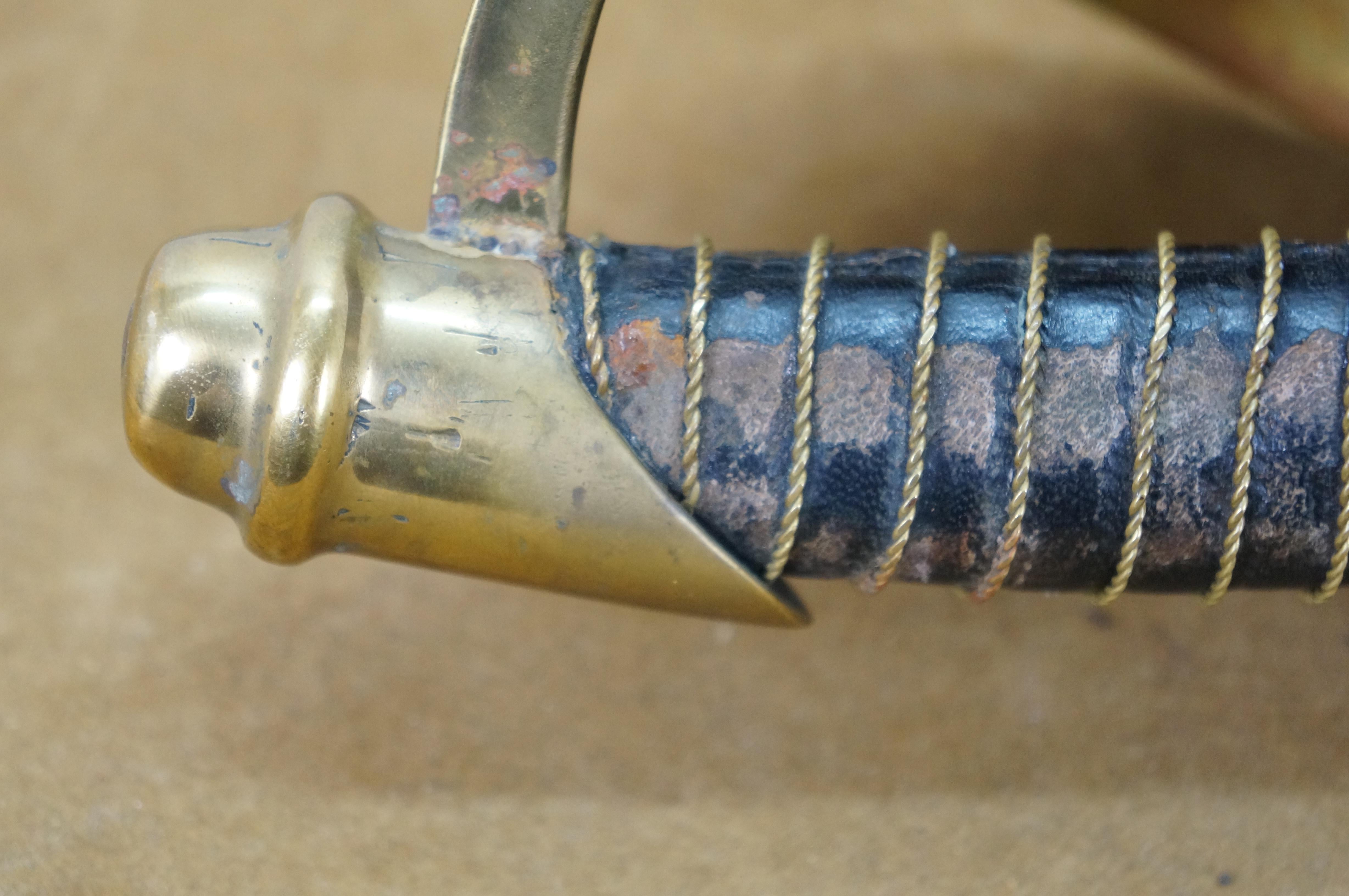 Antique 1862 Ames US Navy Civil War Cutlass Sword Leather Scabbard M1860 33