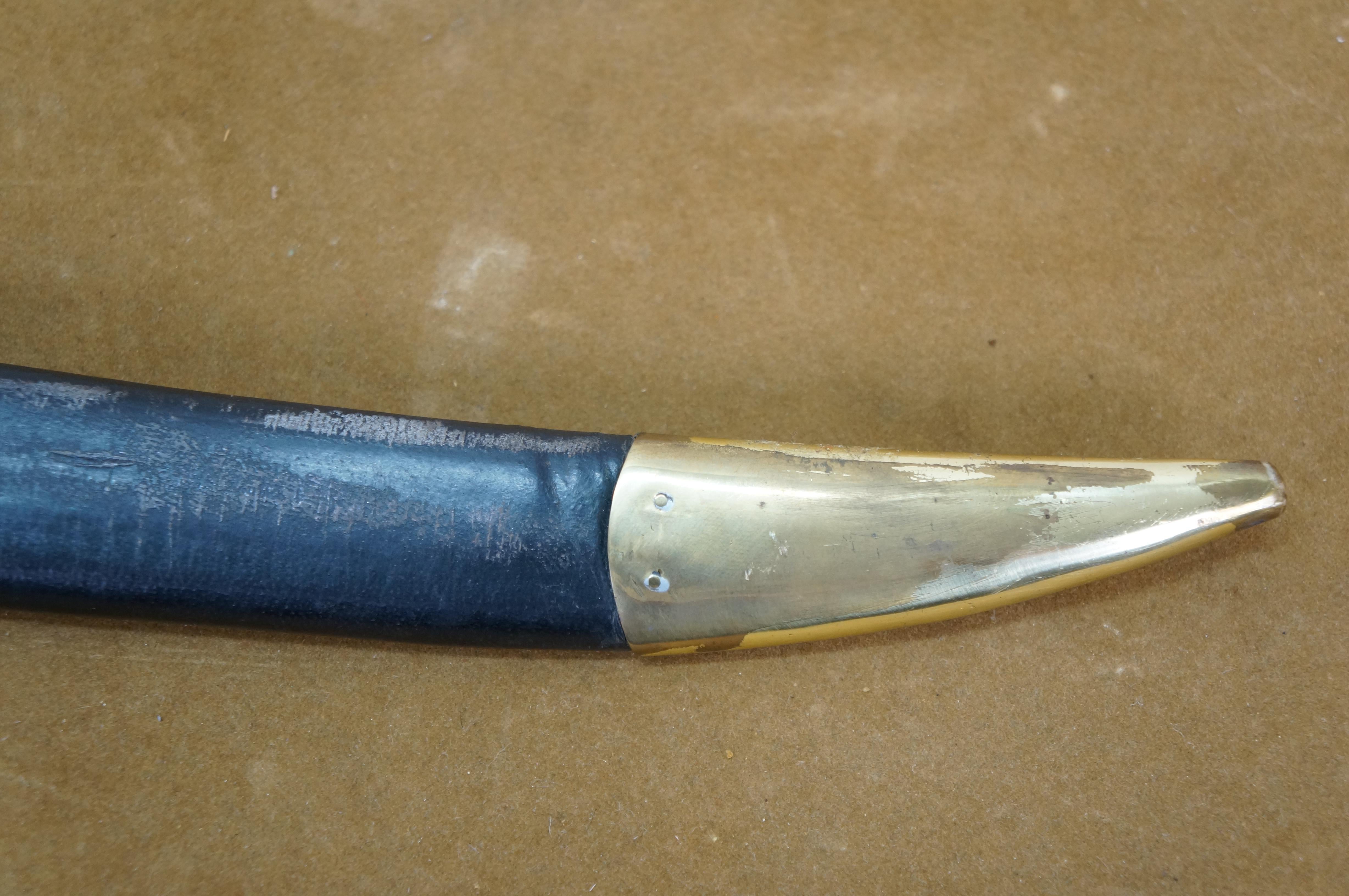 Antique 1862 Ames US Navy Civil War Cutlass Sword Leather Scabbard M1860 33