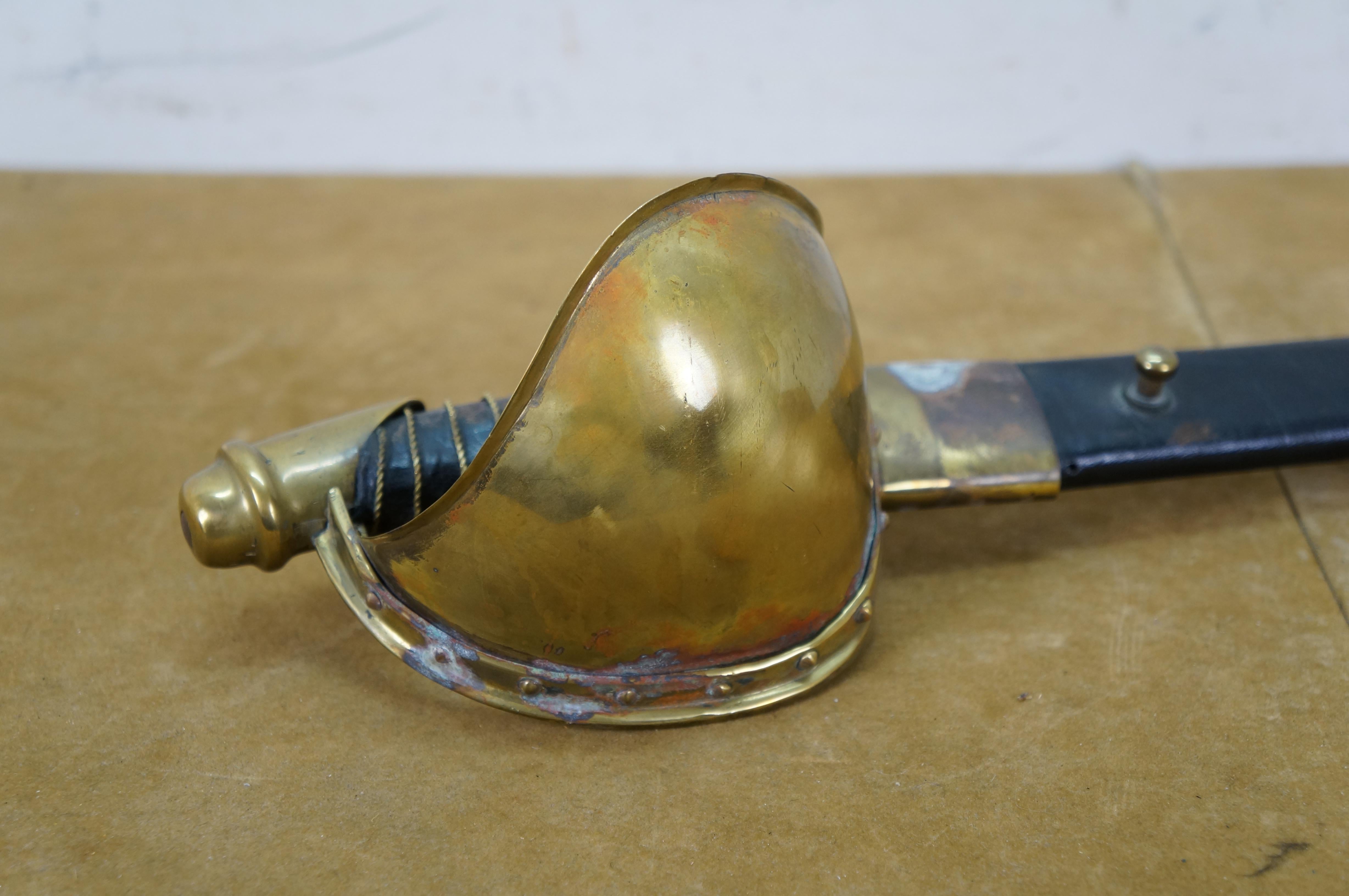 Metal Antique 1862 Ames US Navy Civil War Cutlass Sword Leather Scabbard M1860 33