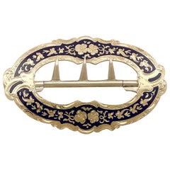 Antique 1862 Yellow Gold and Blue Enamel Belt Buckle