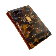 Antique 1863 Genuine Tortoise Shell Coin Purse and Notebook Ensemble