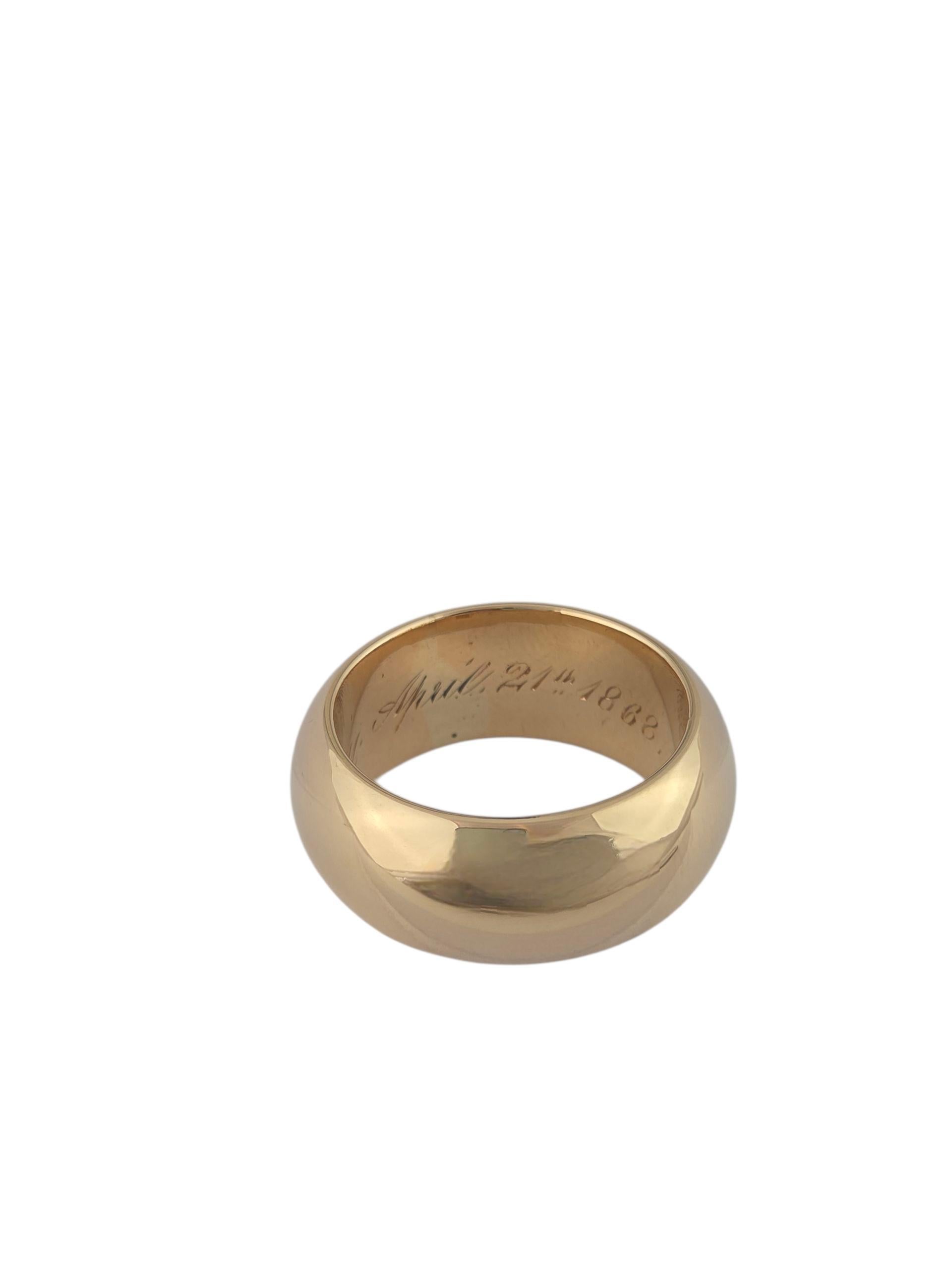 Antique 1868 18K Yellow Gold Wide Wedding Band #23759 In Good Condition For Sale In Washington Depot, CT