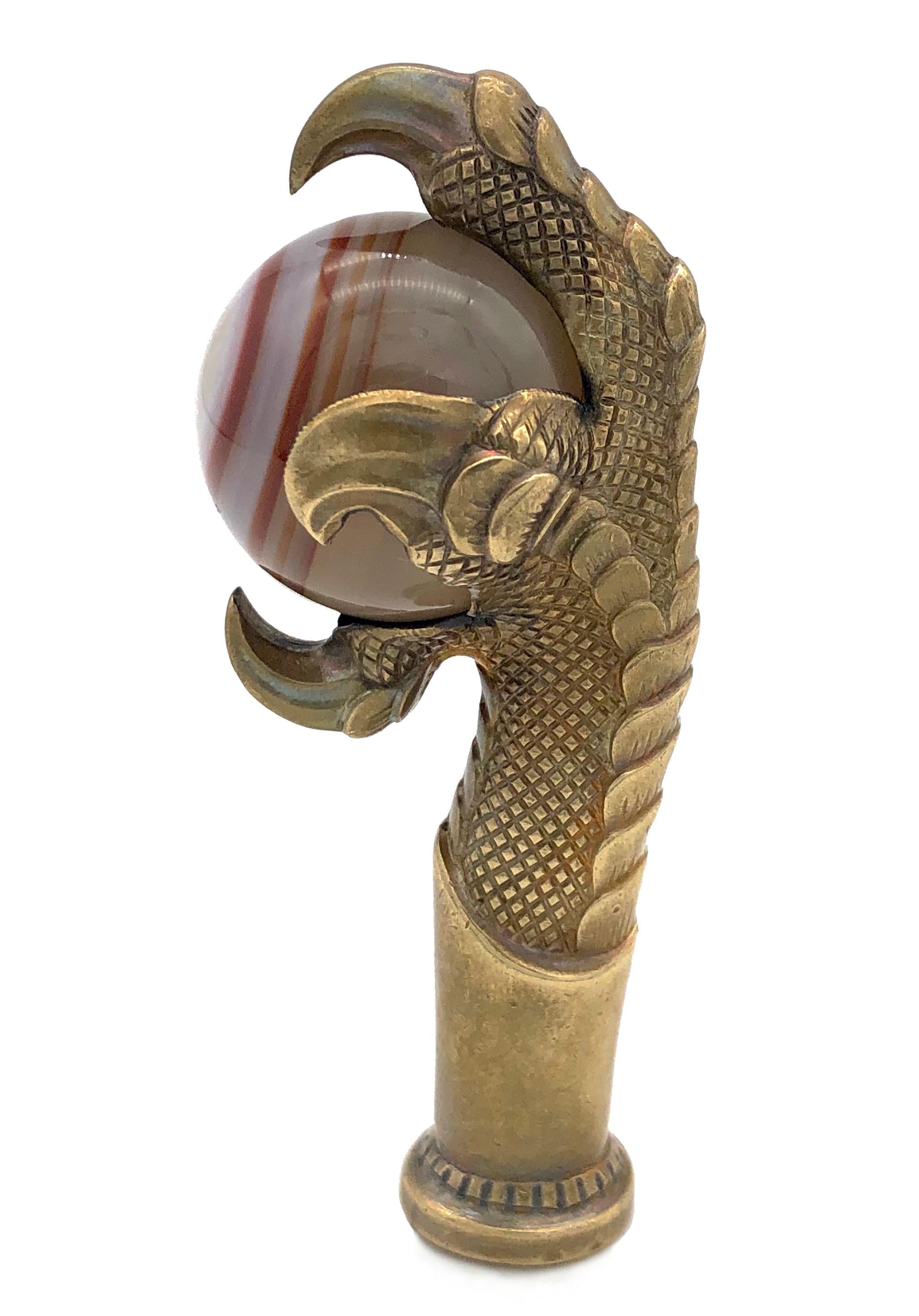 Antique 1870 Bird of Prey Raptor Claw Seal Initial JM Banded Agate Gilt