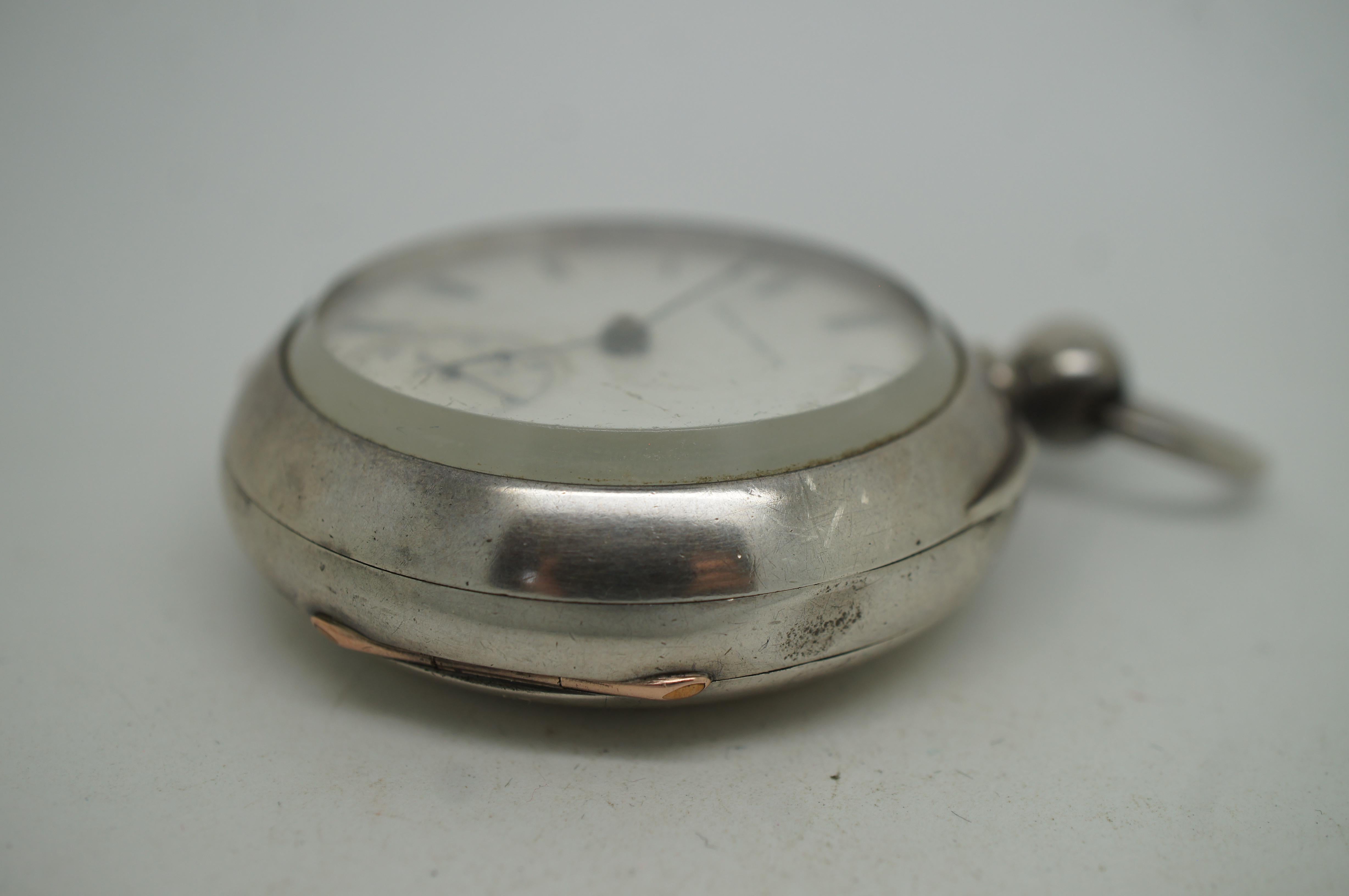 Antike 1870er American Waltham Key Wound 15J Tasche Münze Silber Uhr 18S  im Angebot 5