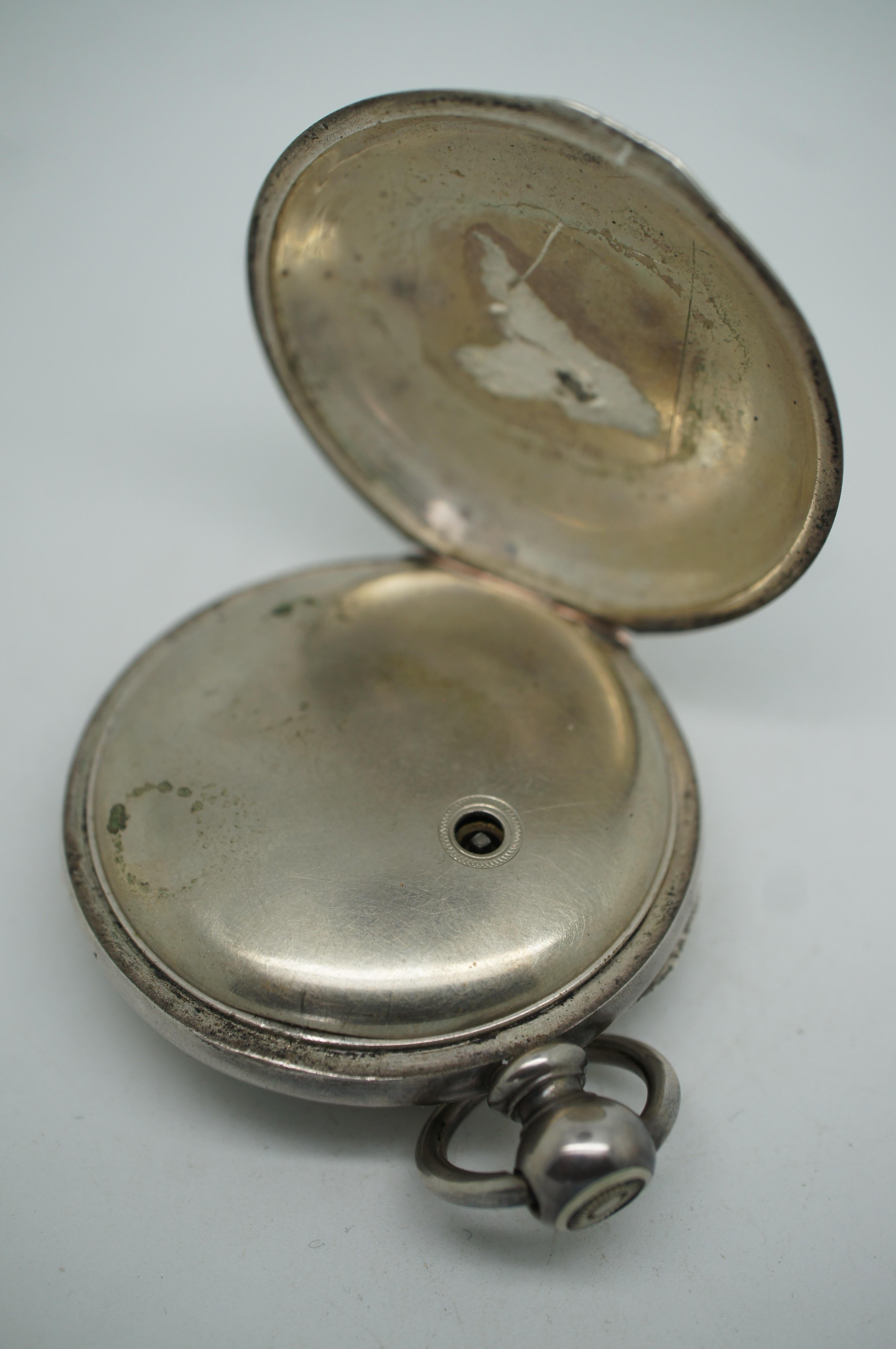 Late 19th Century Antique 1870s American Waltham Key Wound 15J Pocket Coin Silver Watch 18S  For Sale